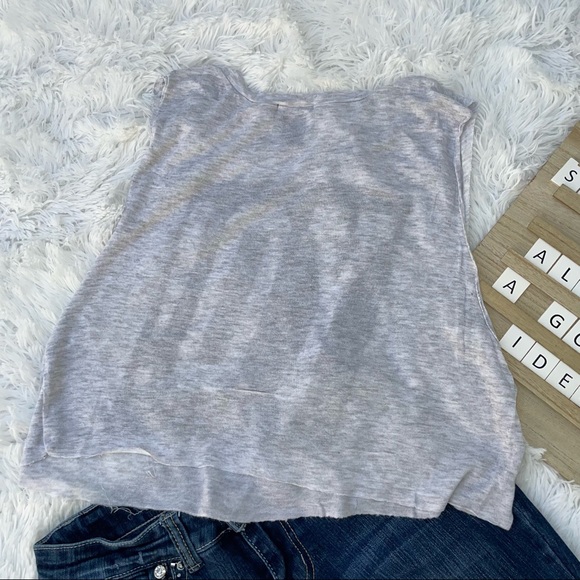 Wet seal YO crop top grey size medium sleeveless hem cut off t-shirt women’s* - Picture 5 of 7